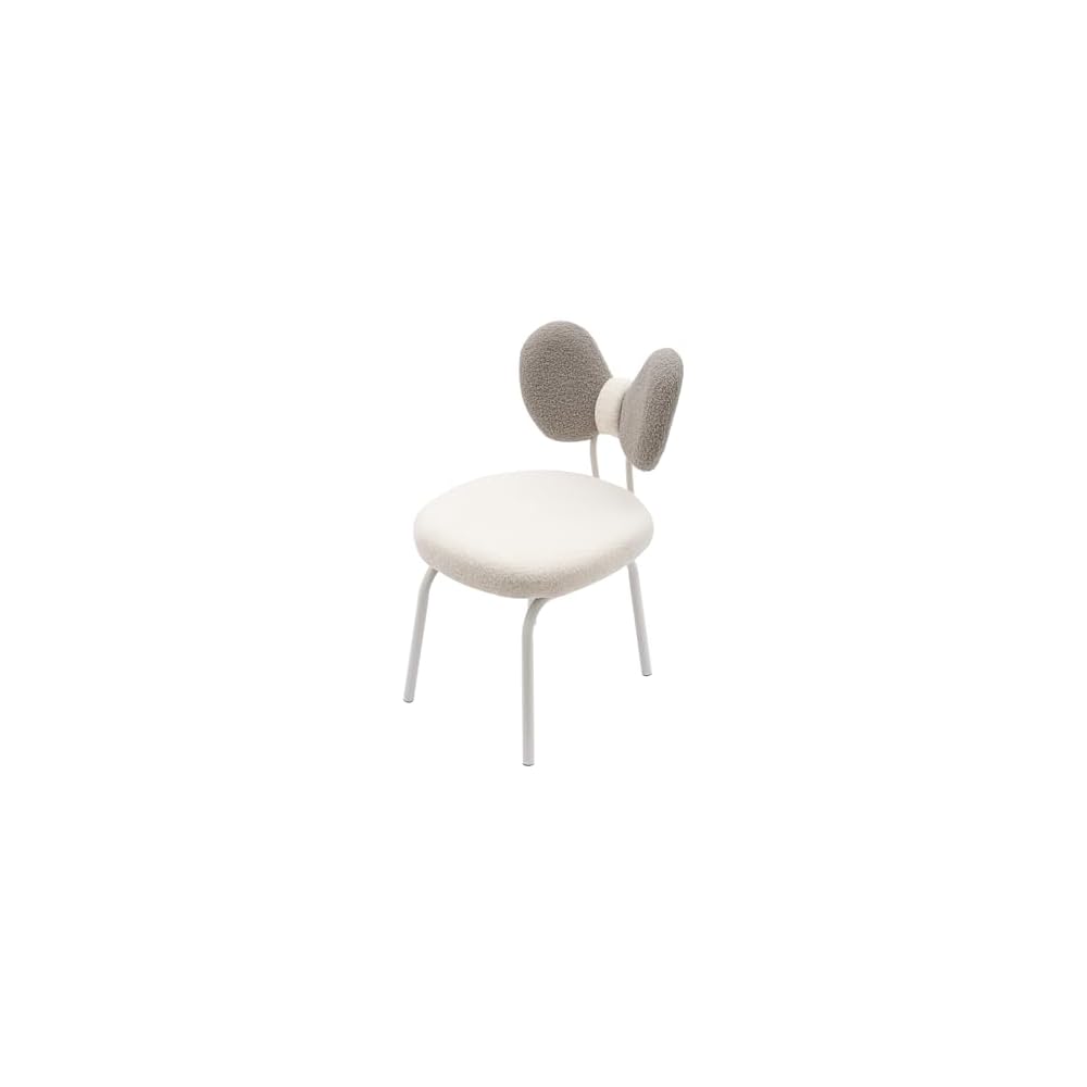 Cute Bow Backrest Chair, Desk Chair with Back, Bedroom Chair, Comfy Makeup Chair Modern Upholstered Accent Chair with Cute Bow Backrest for Living Room Bathroom Office (Grey, Swivel)