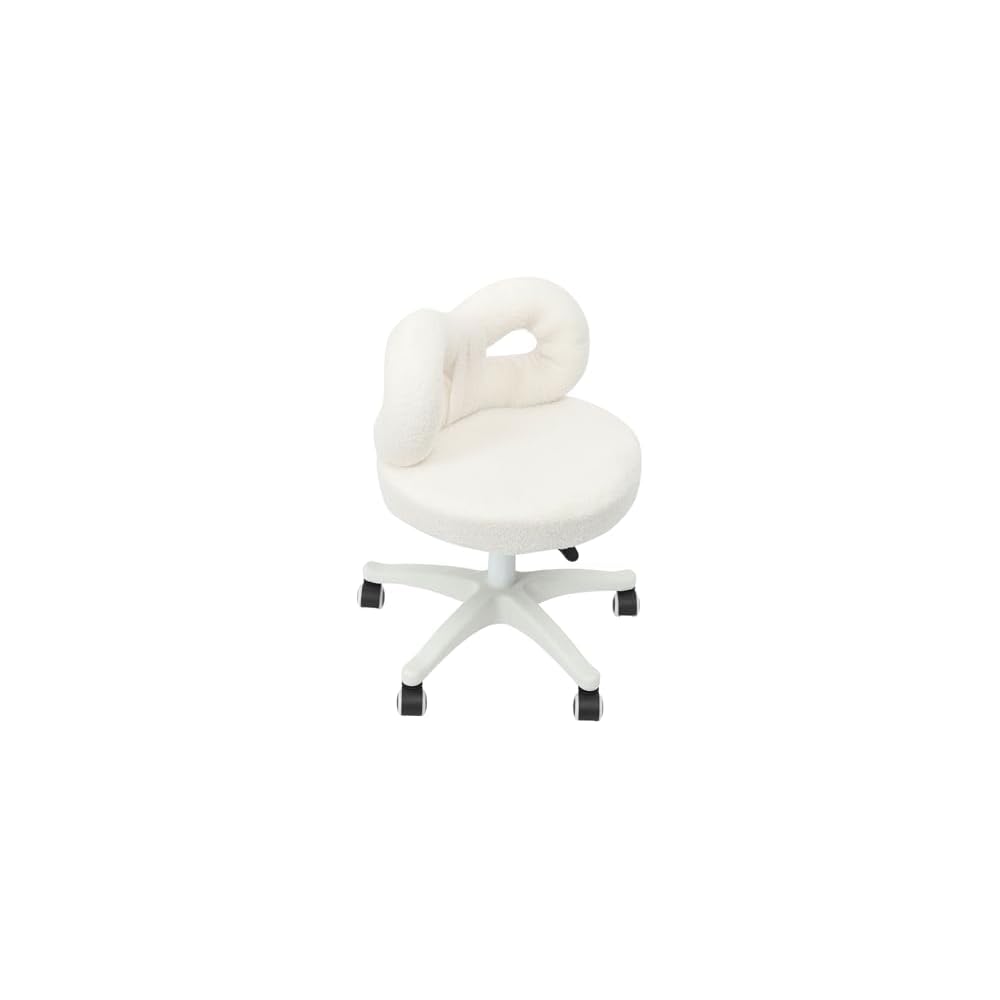 Cute Bow Backrest Chair, Desk Chair with Back, Bedroom Chair, Comfy Makeup Chair Modern Upholstered Accent Chair with Cute Bow Backrest for Living Room Bathroom Office (Grey, Swivel)