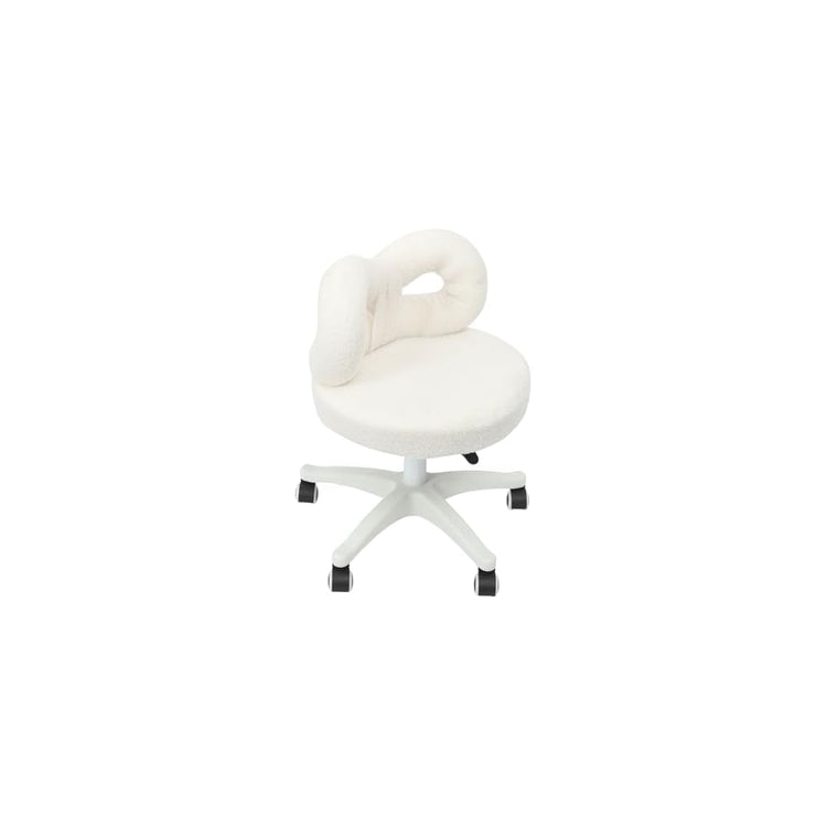 Cute Bow Backrest Chair, Desk Chair with Back, Bedroom Chair, Comfy Makeup Chair Modern Upholstered Accent Chair with Cute Bow Backrest for Living Room Bathroom Office (Grey, Swivel)