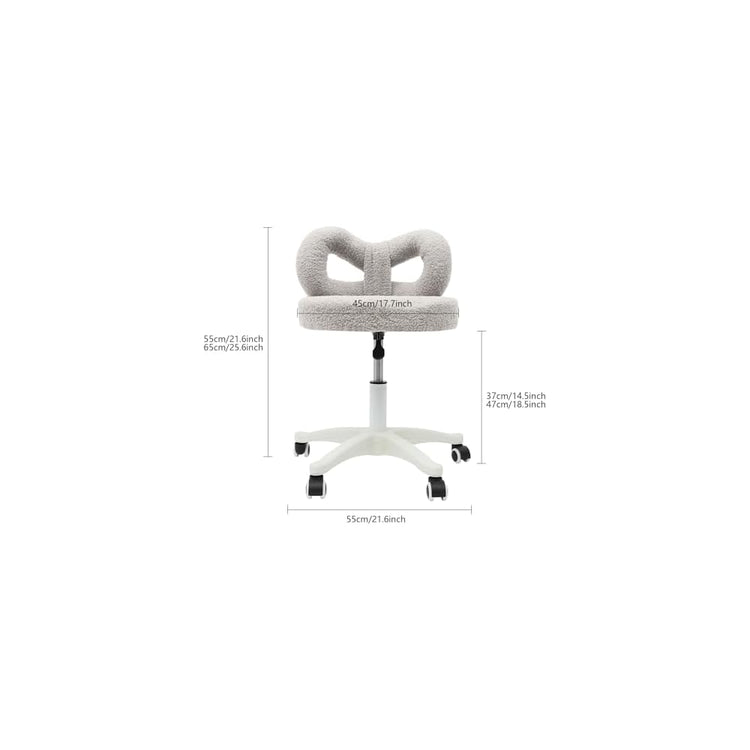 Cute Bow Backrest Chair, Desk Chair with Back, Bedroom Chair, Comfy Makeup Chair Modern Upholstered Accent Chair with Cute Bow Backrest for Living Room Bathroom Office (Grey, Swivel)