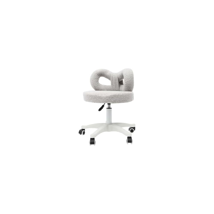 Cute Bow Backrest Chair, Desk Chair with Back, Bedroom Chair, Comfy Makeup Chair Modern Upholstered Accent Chair with Cute Bow Backrest for Living Room Bathroom Office (Grey, Swivel)