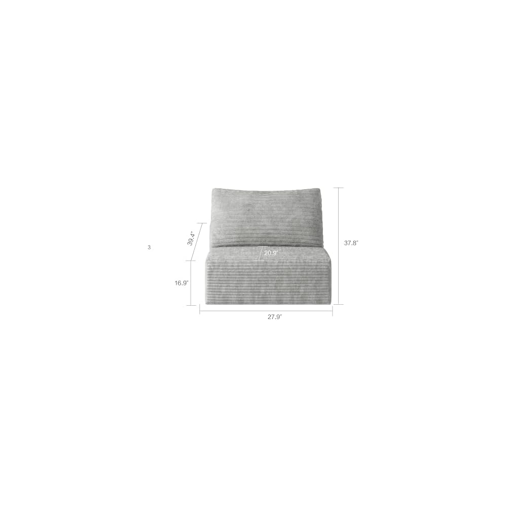 Compression Single Seat Sofa - 27.9" Modular Sectional Middle Seat Module, Corduroy Upholstery, No Assembly Required,Grey