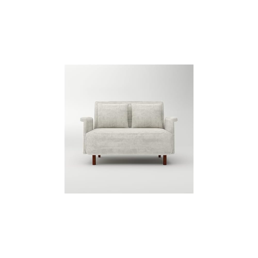 47.5"Convertible Sofa Bed,3 in1 Loveseat Sleeper Sofa with Adjustable Backrest,2 Pillows,Soft Velvet Upholstery, Space Saving Couch for Living Room,Apartment, Bedroom,Guest Room (Beige)