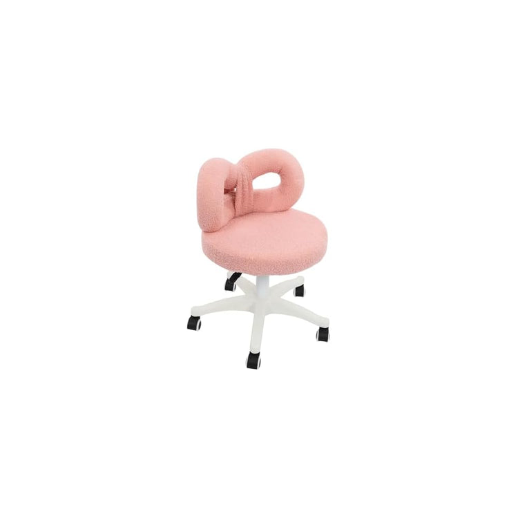 Cute Bow Backrest Chair, Desk Chair with Back, Bedroom Chair, Comfy Makeup Chair Modern Upholstered Accent Chair with Cute Bow Backrest for Living Room Bathroom Office (Grey, Swivel)