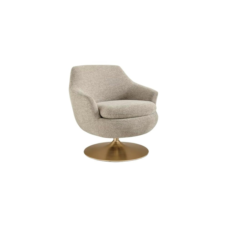 Modway Quimby Chenille Swivel Accent Chair with Metal Base in Flaxen
