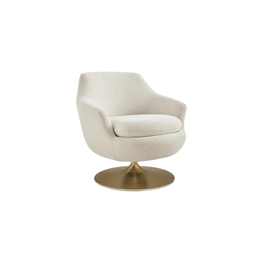 Modway Quimby Chenille Swivel Accent Chair with Metal Base in Flaxen