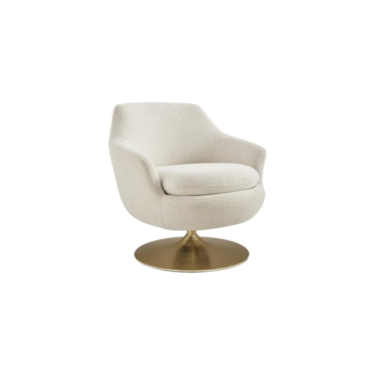 Modway Quimby Chenille Swivel Accent Chair with Metal Base in Flaxen