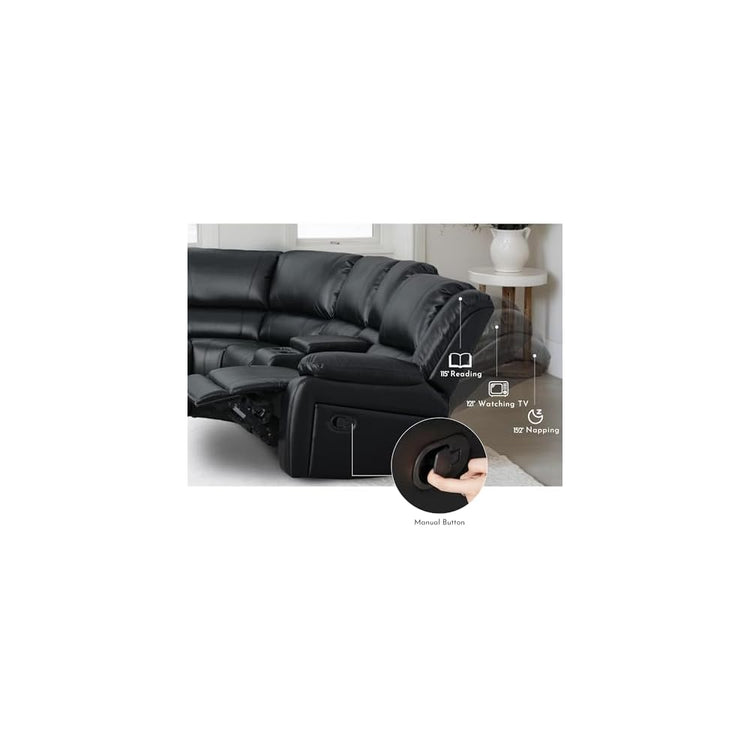 L-Shaped Manual Reclining Sectional Sofa for Living Room