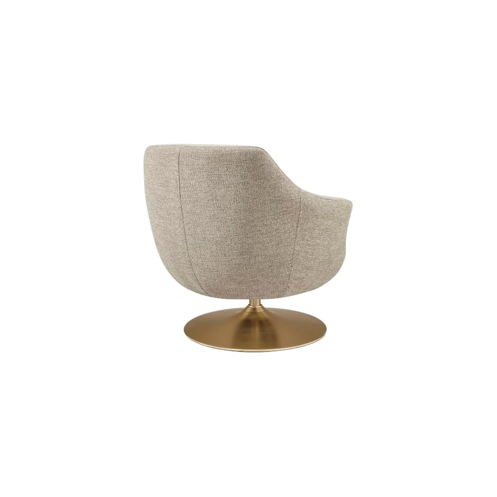 Modway Quimby Chenille Swivel Accent Chair with Metal Base in Flaxen