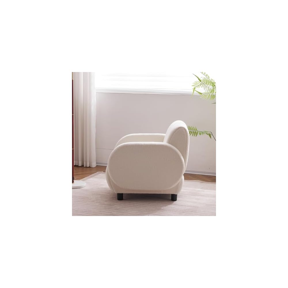 Single Sofa Upholstered Chair, One Size, White as Shown