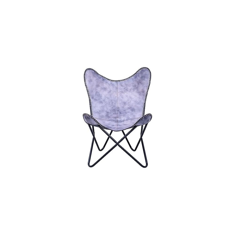 Shy Shy Let's Touch The Sky Leather Butterfly Arm Chair for Living Room Furniture - Mid Century Modern Accent Home Decor Lounge Chairs (Antique Cover with Black Folding Frame)