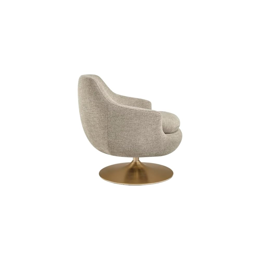 Modway Quimby Chenille Swivel Accent Chair with Metal Base in Flaxen