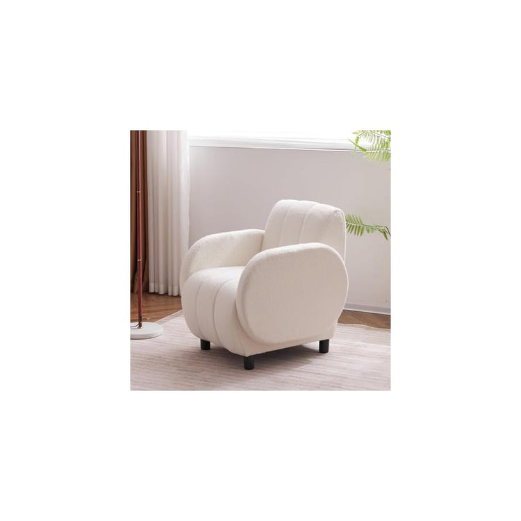 Single Sofa Upholstered Chair, One Size, White as Shown