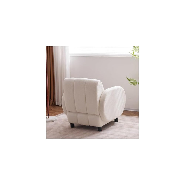 Single Sofa Upholstered Chair, One Size, White as Shown