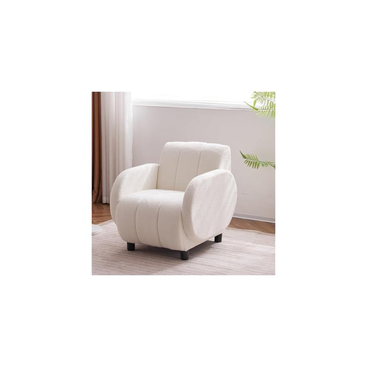 Single Sofa Upholstered Chair, One Size, White as Shown