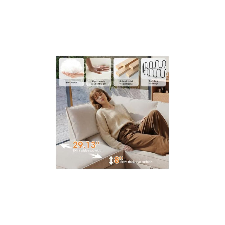 128" 8 Seat U Shaped Oversized Sectional Sleeper Sofa Modular Sectional Sofa with Storage Removable Washable Covers, Oversized Spacious Couches for Living Room, Apartment, Loft, Beige
