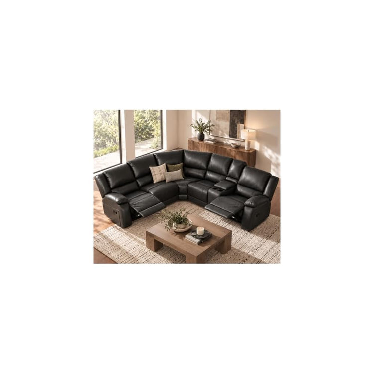 L-Shaped Manual Reclining Sectional Sofa for Living Room