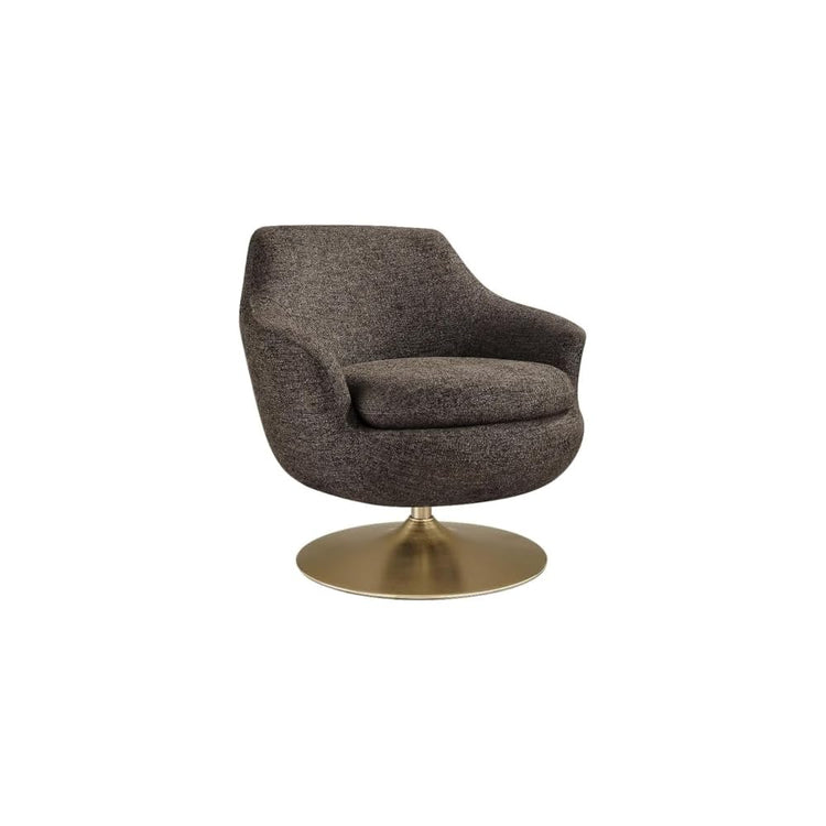 Modway Quimby Chenille Swivel Accent Chair with Metal Base in Flaxen