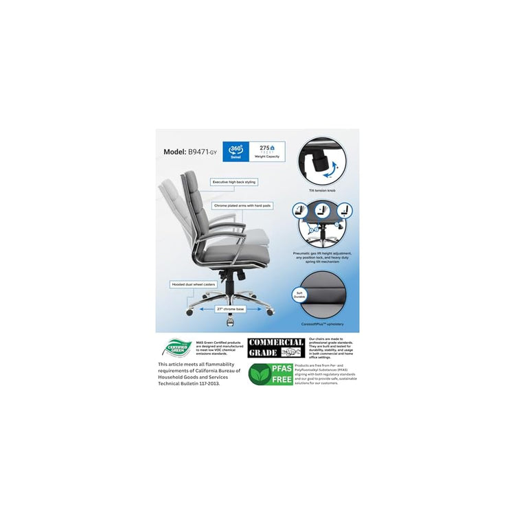 Boss Office Products CaressoftPlus Executive Chair, Grey