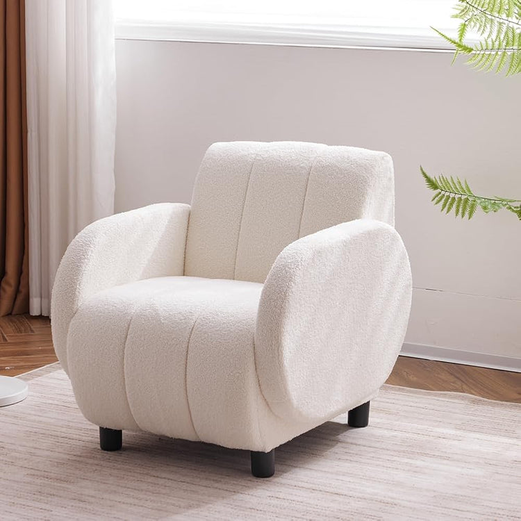 Single Sofa Upholstered Chair, One Size, White as Shown